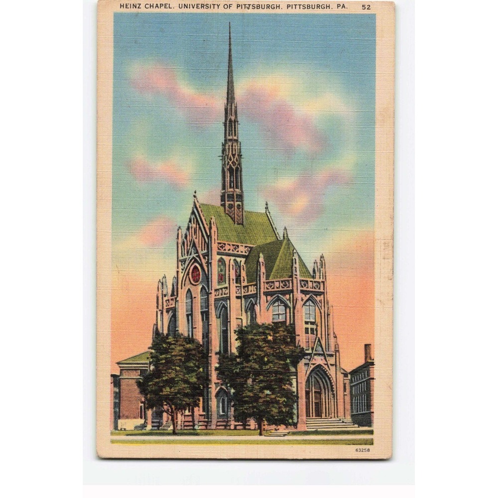 Heinz Chapel University of Pittsburgh PA Vintage Linen Postcard 52 63258